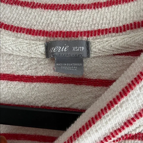 Aerie Mock Neck Red and White Striped Sweater- Size XS - Picture 2 of 2